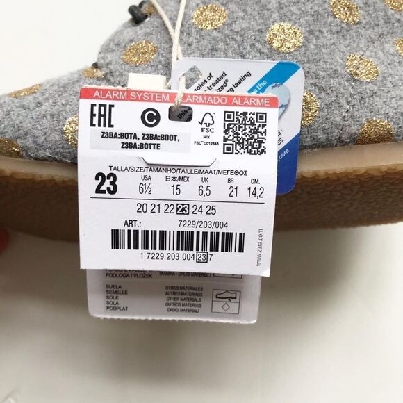 ZARA NWT gray fabric bluchers size 24(7.5) - Picture 6 of 9